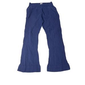 Pact Women's Maritime Navy The Coastal Cotton Wide-Leg Daily Pants Size Medium